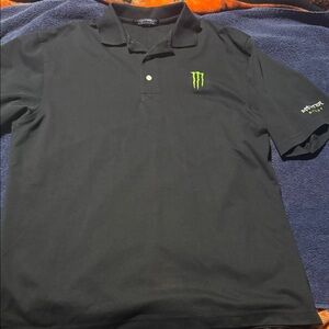 Port Authority Black Polo with Green Logo